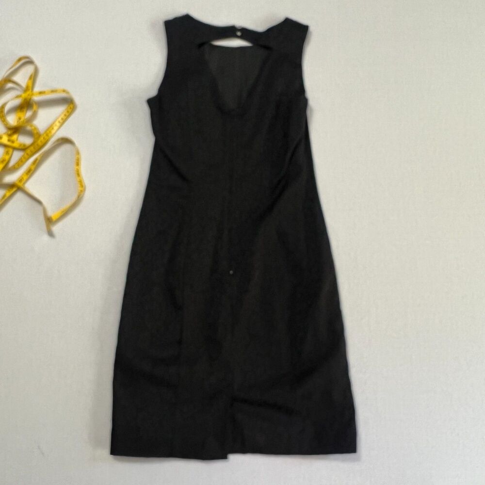 H&M Black Floral Jacquard Sheath Dress Size 10 Sleeveless Cutout Back Career